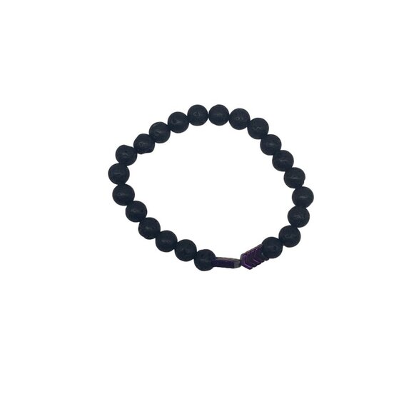 Cundo Lava Rock Beads Stretch Bracelet Unisex Black & Purple Lightweight Arrow - Picture 2 of 6